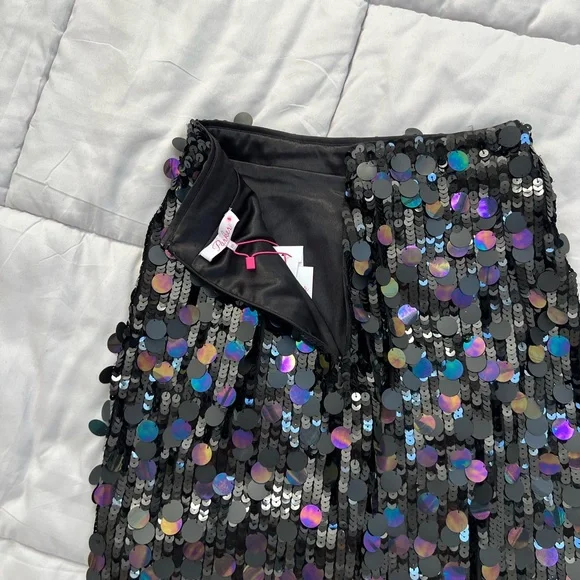 Parker Black-Multi Color Sequin Pencil Skirt - Picture 5 of 8